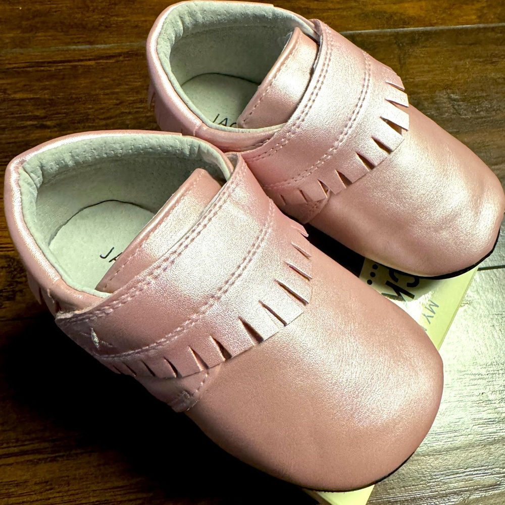 Jack & Lilly Pink Leather Moccasins New Baby Size 30-36 Months